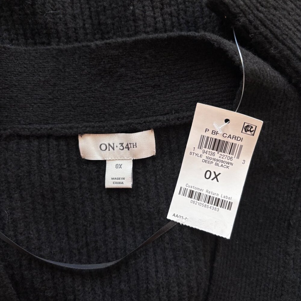 ON 34TH Plus Size Long Patch Chunky Knit Pocket Black Cardigan NWT - Picture 7 of 7